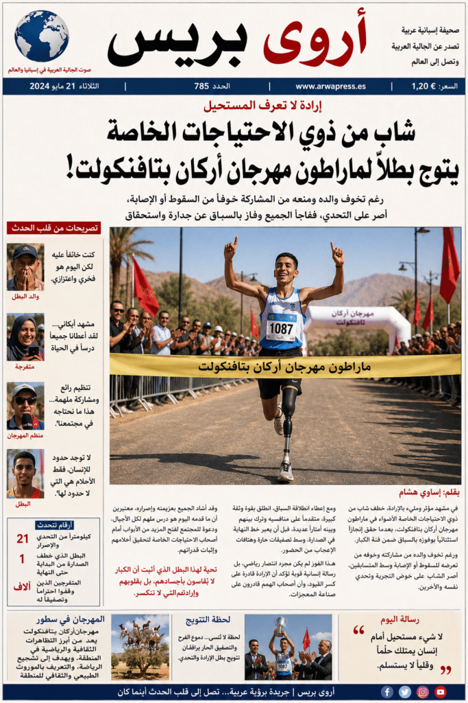 أسطورة تافنكولت.. شاب من ذوي الاحتياجات الخاصة يهزم المستحيل ويُتوج بطلاً لماراطون أركان