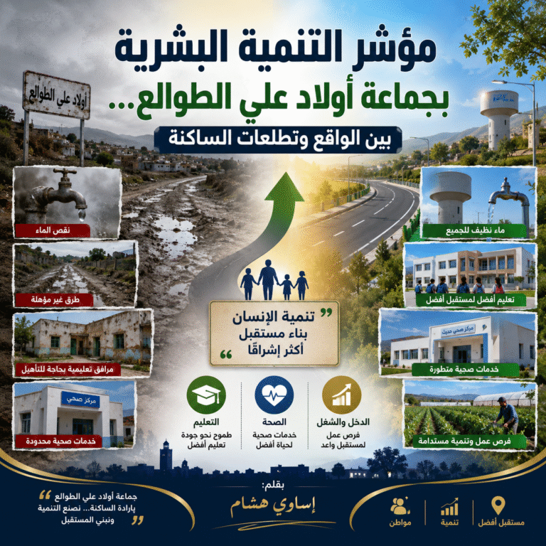 مؤشر التنمية البشرية بجماعة أولاد علي الطوالع… أرقام تنتظر أن تتحول إلى واقع
